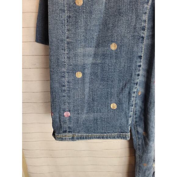 PILCRO POLKA DOT METALLIC HYPHEN STRAIGHT LEG JEANS, SZ 31 - Picture 5 of 15